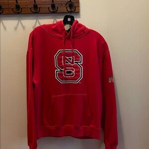 Men’s M Stadium Athletics Red NC State Hoodie Wolfpack Sleeve Logo
